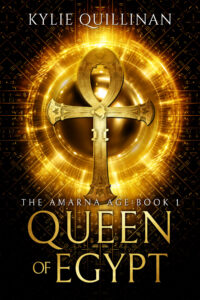 A golden ankh set against a golden circular flare.